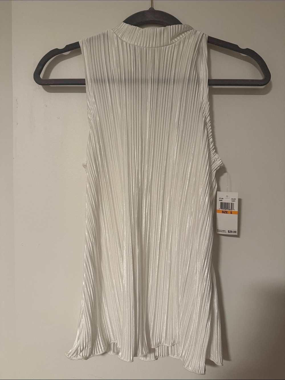 Sleeveless Pleated Mock-Neck Camisole - White
